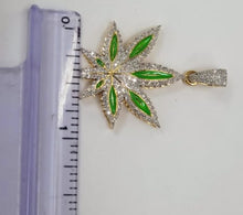 Load image into Gallery viewer, 10kt Genuine Diamond  0.45 carat Marijuana leaf Pendant, 4.5 mm Bail, SI Diamond premium quality.
