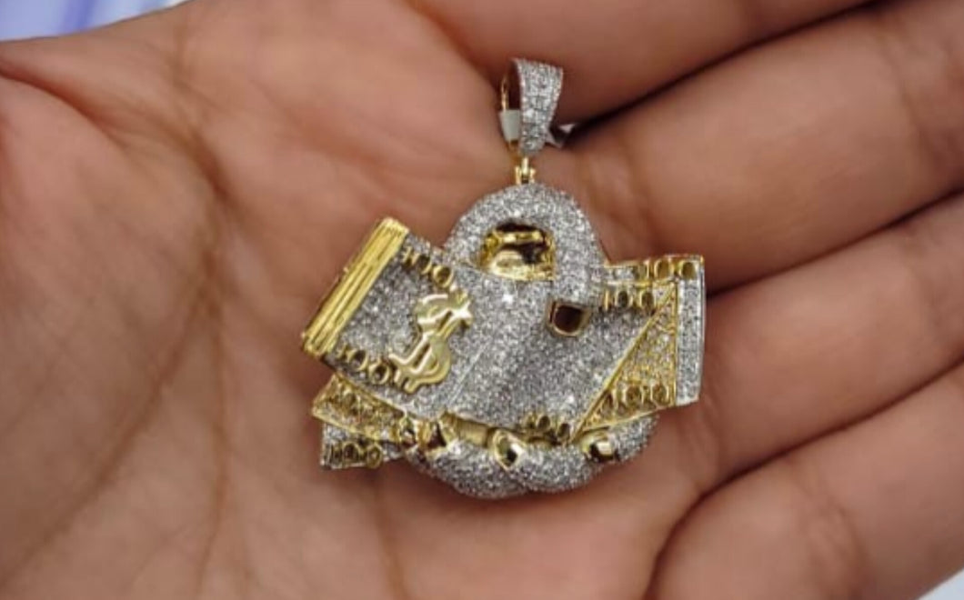 10kt Genuine Diamond 1.30 carat Dollar  Pendant, 4 mm Bail, SI Diamond premium quality.