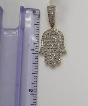 Load image into Gallery viewer, 10kt Genuine Diamond 1.20 carat Hamsa Pendant, 4 mm Bail, SI Diamond premium quality.
