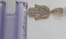 Load image into Gallery viewer, 10kt Genuine Diamond 1.20 carat Hamsa Pendant, 4 mm Bail, SI Diamond premium quality.
