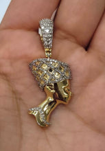 Load image into Gallery viewer, 10kt Genuine Diamond 1.0 Carat African queen  Nefertiti pendant , 5 mm Bail, SI Diamond premium quality.
