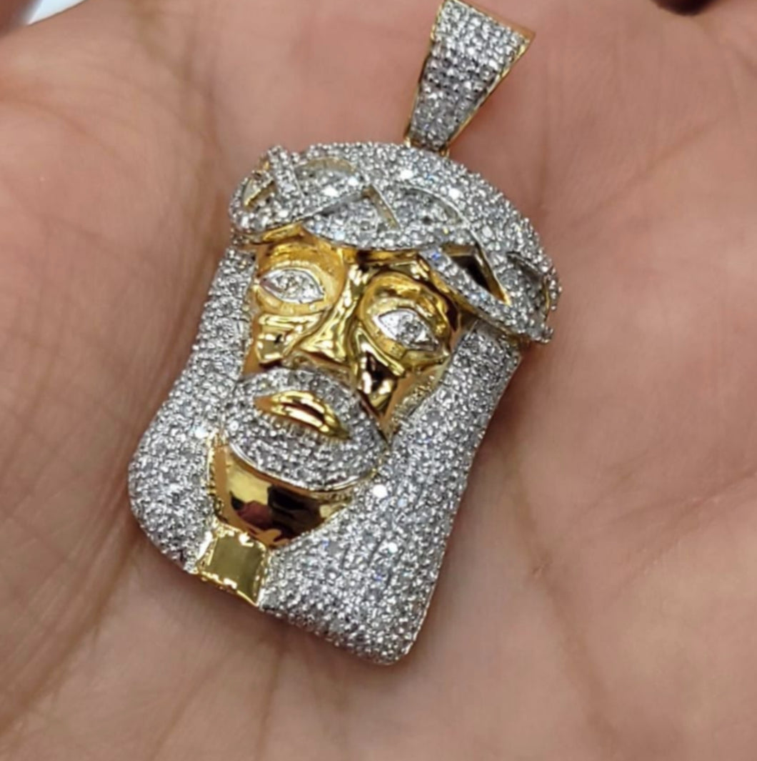 10kt Genuine Diamond 0.86 Carat Jesus pendant , 5 mm Bail, SI Diamond premium quality.