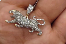 Load image into Gallery viewer, 10kt Genuine Diamond Panther pendant , 5 mm Bail, SI Diamond premium quality.
