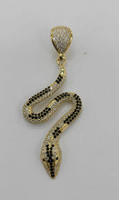 Load image into Gallery viewer, 10KT Gold Snake with black stones pendant, premium quality , Brand new
