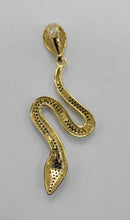 Load image into Gallery viewer, 10KT Gold Snake with black stones pendant, premium quality , Brand new
