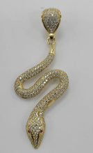 Load image into Gallery viewer, 10KT Gold Snake with pink stone eyes pendant, premium quality , Brand new
