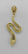 Load image into Gallery viewer, 10KT Gold Snake with pink stone eyes pendant, premium quality , Brand new
