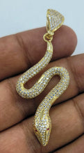 Load image into Gallery viewer, 10KT Gold Snake with pink stone eyes pendant, premium quality , Brand new
