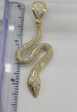 Load image into Gallery viewer, 10KT Gold Snake with pink stone eyes pendant, premium quality , Brand new
