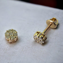 Load image into Gallery viewer, 10KT Gold 5MM Flower Stud Earrings, Genuine SI Diamond - 0.25 CT, 0022
