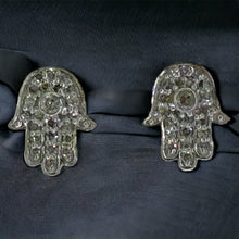 Load image into Gallery viewer, 10KT Gold 7MM Hamsa Hand Stud Earrings, Genuine SI Diamond - 0.12 CT, 6079
