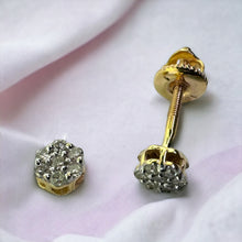 Load image into Gallery viewer, 10KT Gold 3MM Flower Stud Earrings, Genuine SI Diamond - 0.10 CT
