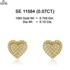 10KT yellow gold heart-shaped pave diamond stud earrings 0.10ct total SI clarity with screw backs – SE11584