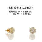 10KT yellow gold double halo round diamond cluster stud earrings 0.11ct total weight with secure screw-back setting – SE10413