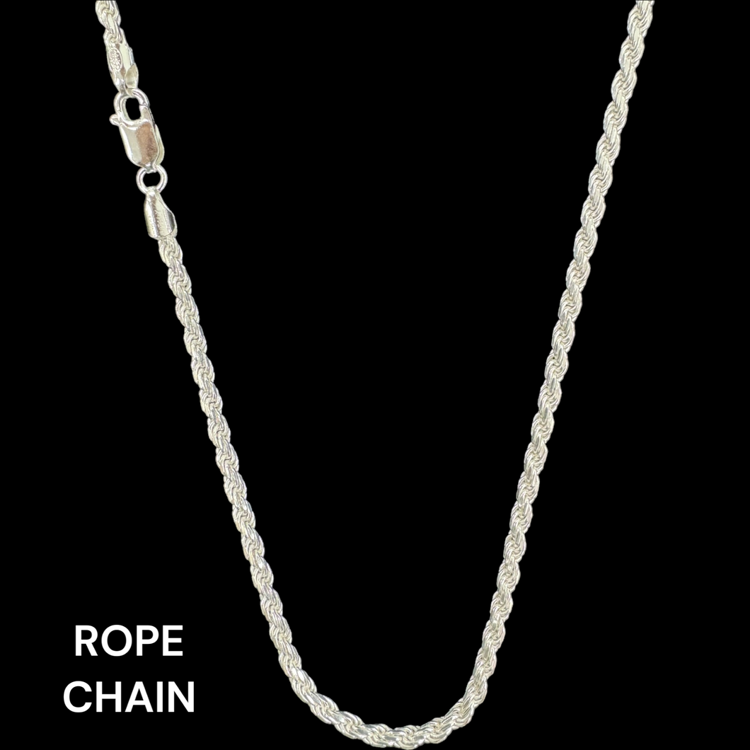 Sterling Silver Rope Necklace (Solid)