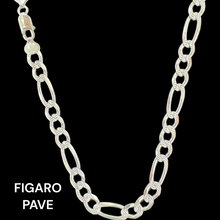 Load image into Gallery viewer, Sterling Silver Figaro Pave Chain
