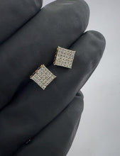 Load and play video in Gallery viewer, 10KT Gold 6MM Square Stud Earrings, Genuine SI Diamond - 0.28 CT, 4974
