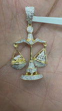 Load and play video in Gallery viewer, 10KT Gold Hanging Scale Pendant with Genuine SI Diamonds
