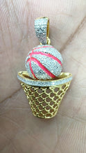 Load and play video in Gallery viewer, 10KT Gold Men&#39;s Basketball Pendant with Genuine SI Diamonds
