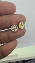 Load and play video in Gallery viewer, 10KT Gold 9MM Anch Cross Stud Earrings, SI Diamond - 0.15 CT
