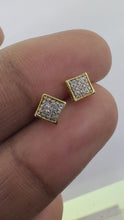 Load and play video in Gallery viewer, 10KT Gold 5MM Square Stud Earrings, Genuine SI Diamond - 0.09 CT, 5296
