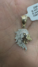 Load and play video in Gallery viewer, 10KT Gold Men&#39;s Lion Pendant with Genuine SI Diamonds
