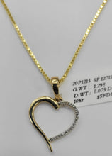 Load image into Gallery viewer, 10kt White Gold Genuine Diamond Heart Pendant comes with 10kt Box chain 16&quot;
