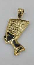 Load image into Gallery viewer, 10KT African queen nefertiti Real Gold pendant ,Diamond cut, 2.18 Grms, 3 mm Bail.
