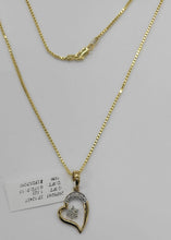 Load image into Gallery viewer, 10kt White Gold Genuine Diamond Heart Pendant comes with 10kt Box chain 16&quot;

