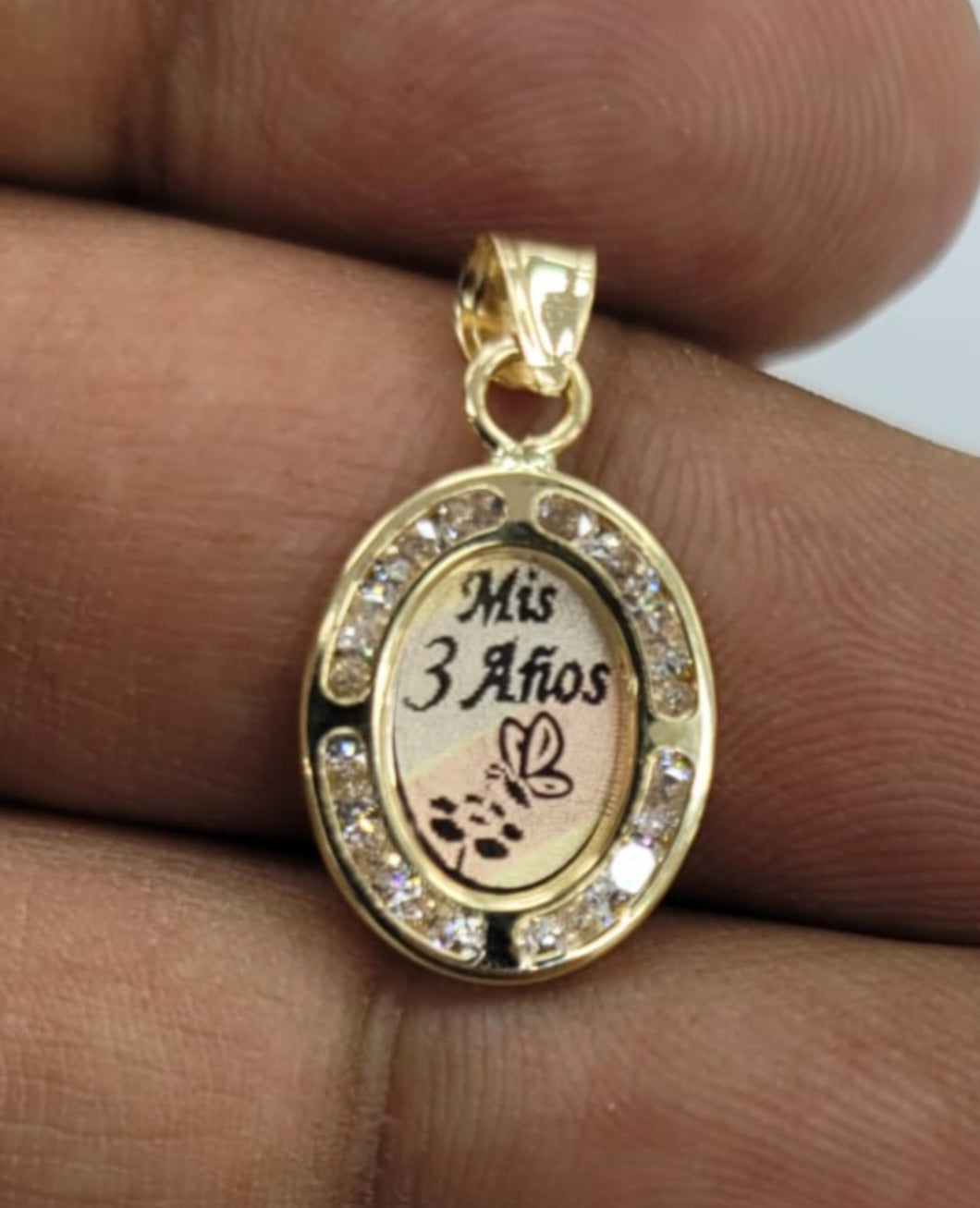 10KT 3 Anos Real Gold pendant ,Diamond cut, 0.95 Grms, 2.0 mm Bail.