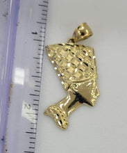 Load image into Gallery viewer, 10KT African queen nefertiti Real Gold pendant ,Diamond cut, 2.18 Grms, 3 mm Bail.
