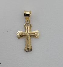 Load image into Gallery viewer, 10KT Cross Real Gold pendant ,Diamond cut, 0.45 Grms, 2.0 mm Bail.
