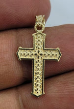 Load image into Gallery viewer, 10KT Cross Real Gold pendant ,Diamond cut, 1.00 Grms, 2.5 mm Bail.
