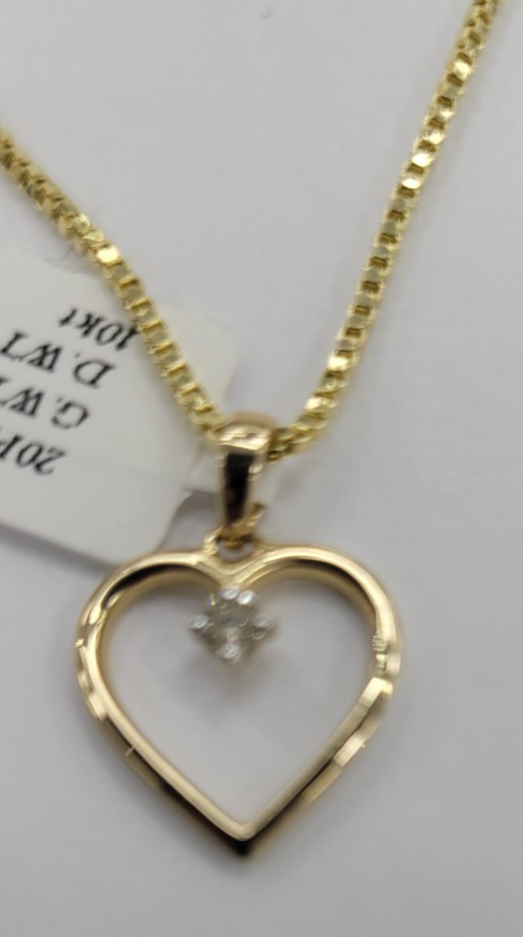 10kt White Gold Genuine Diamond Heart Pendant comes with 10kt Box chain 16