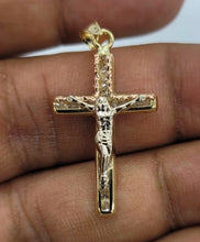 Load image into Gallery viewer, 10KT Cross Real Gold pendant ,Diamond cut, 2.5 Grms, 3.5 mm Bail.
