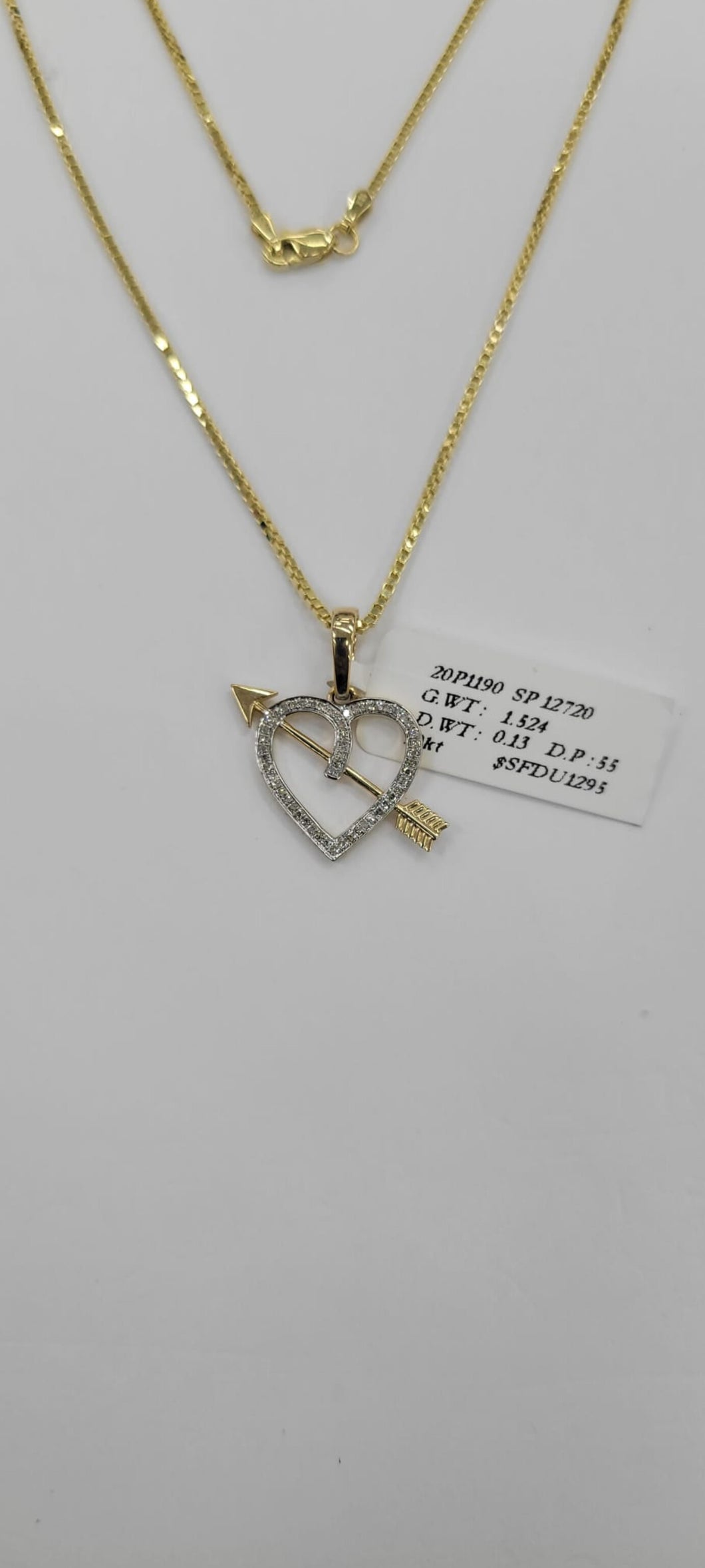 10kt White Gold Genuine Diamond Heart Pendant comes with 10kt Box chain 16