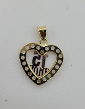 Load image into Gallery viewer, 10KT 15 Anos Heart Real Gold pendant ,Diamond cut, 1.10 Grms, 2.5 mm Bail.
