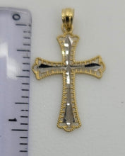 Load image into Gallery viewer, 10KT Cross Real Gold pendant ,Diamond cut, 0.79 Grms, 2.0 mm Bail.
