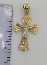 Load image into Gallery viewer, 10KT Cross Real Gold pendant ,Diamond cut, 1.24 Grms, 2.5 mm Bail.
