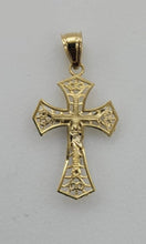 Load image into Gallery viewer, 10KT Cross Real Gold pendant ,Diamond cut, 1.24 Grms, 2.5 mm Bail.
