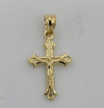 Load image into Gallery viewer, 10KT Cross Real Gold pendant ,Diamond cut, 0.95 Grms, 2.0 mm Bail.
