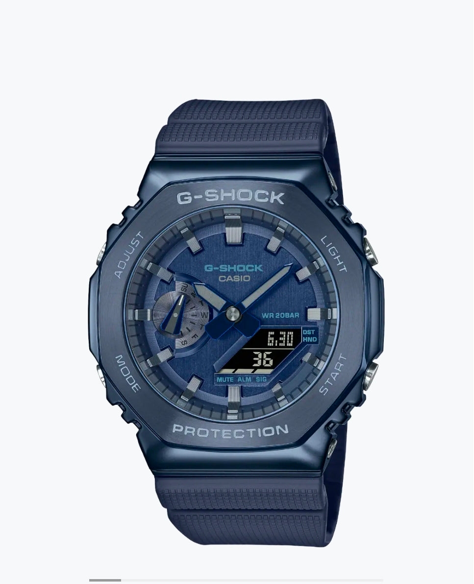 Casio G-Shock GA-B2100 N-2ADR CasiOak men's solar bluetooth analog-digital watch, blue resin, octagonal bezel
