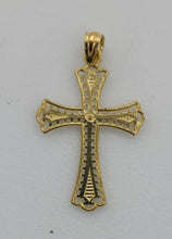 Load image into Gallery viewer, 10KT Cross Real Gold pendant ,Diamond cut, 0.79 Grms, 2.0 mm Bail.
