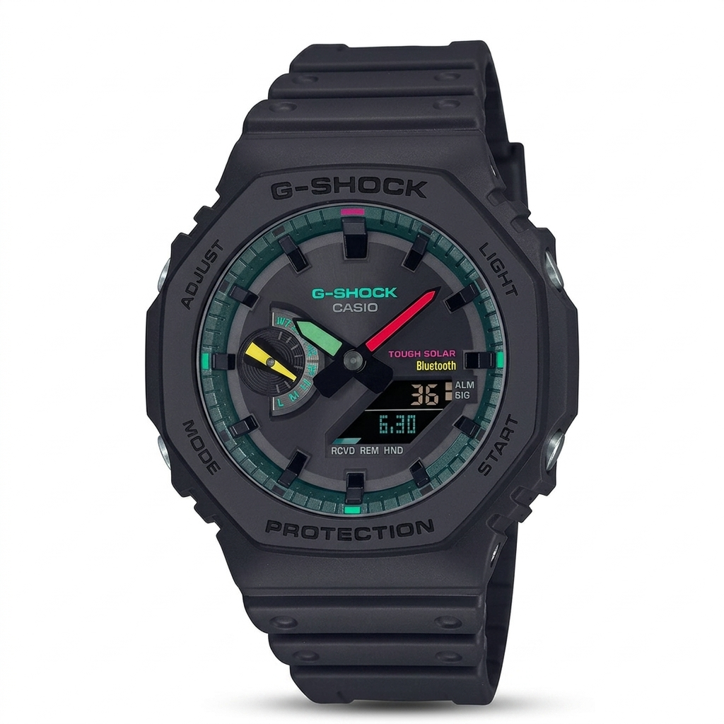 Casio G-Shock GA-B2100 MF-1ADR CasiOak men's solar bluetooth analog-digital watch, blue resin, octagonal bezel