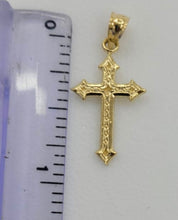 Load image into Gallery viewer, 10KT Cross Real Gold pendant ,Diamond cut, 0.82 Grms, 2.0 mm Bail.
