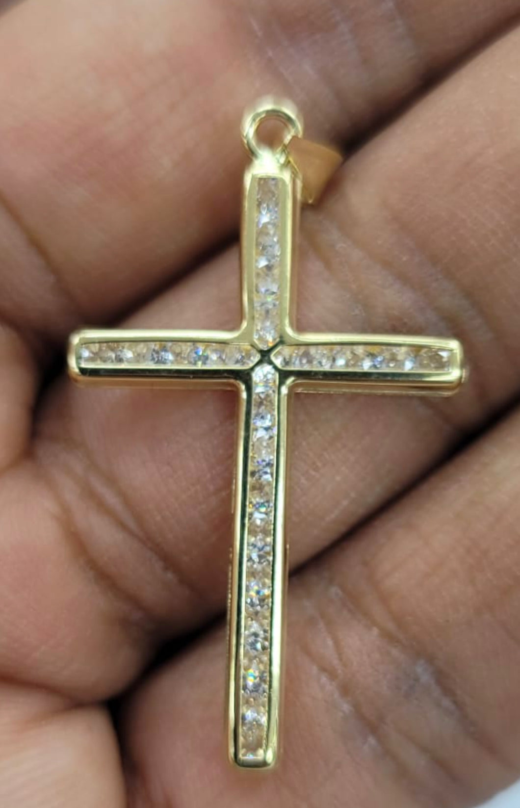 10KT Cross Real Gold pendant ,Diamond cut, 1.21 Grms, 2.5 mm Bail.