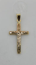 Load image into Gallery viewer, 10KT Cross Real Gold pendant ,Diamond cut, 2.5 Grms, 3.5 mm Bail.
