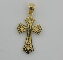 Load image into Gallery viewer, 10KT Cross Real Gold pendant ,Diamond cut, 1.33 Grms, 2.5 mm Bail.
