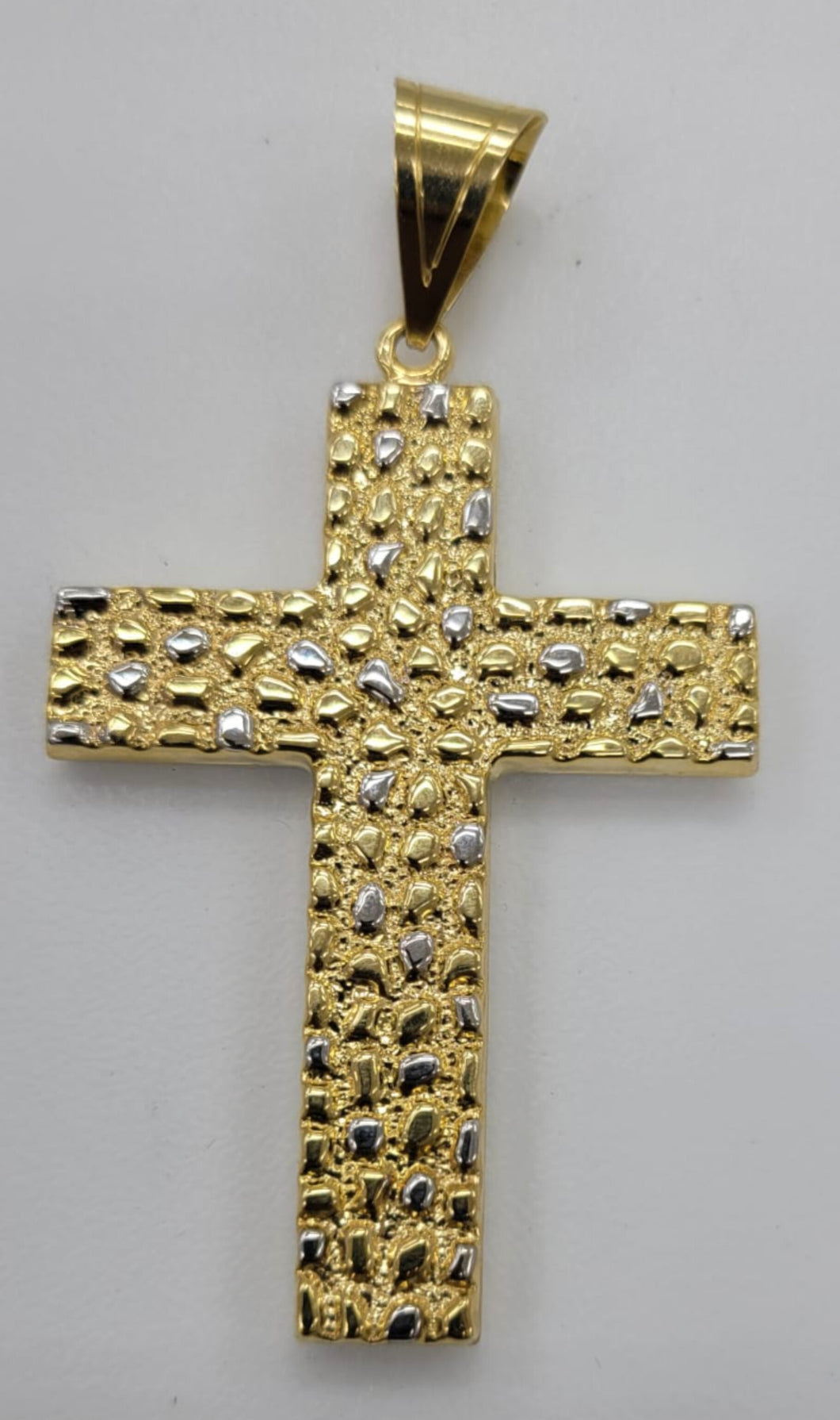 10KT Cross Real Gold pendant ,Diamond cut, 7.62 Grms, 5.5 mm Bail.