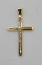 Load image into Gallery viewer, 10KT Cross Real Gold pendant ,Diamond cut, 1.21 Grms, 2.5 mm Bail.
